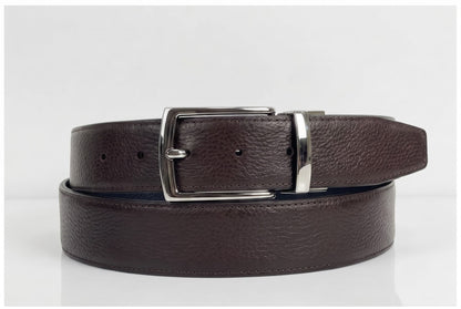 2-in-1 Natural Cow Leather Belt- Black & Chocolate Brown