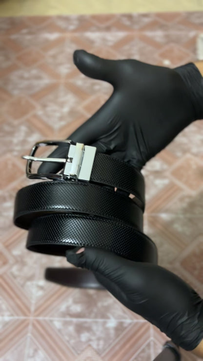 2-in-1 Double-Sided Cow Leather High Chrome Finish Belt - Perforated Black & Brown