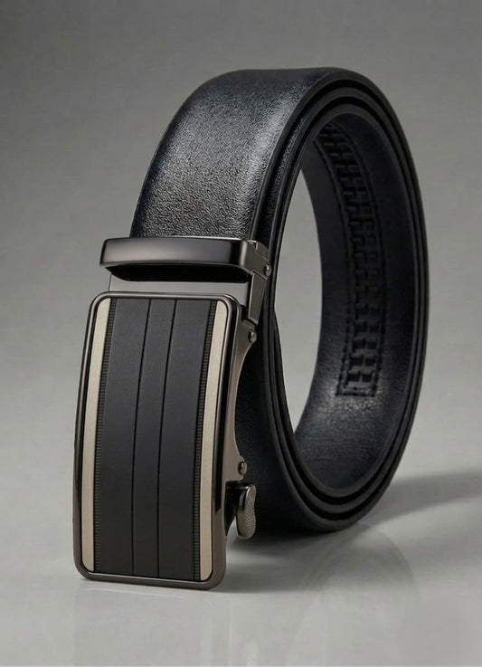 Imported Ratchet Belt – Grain Black - Versatile Buckle Collection non Leather