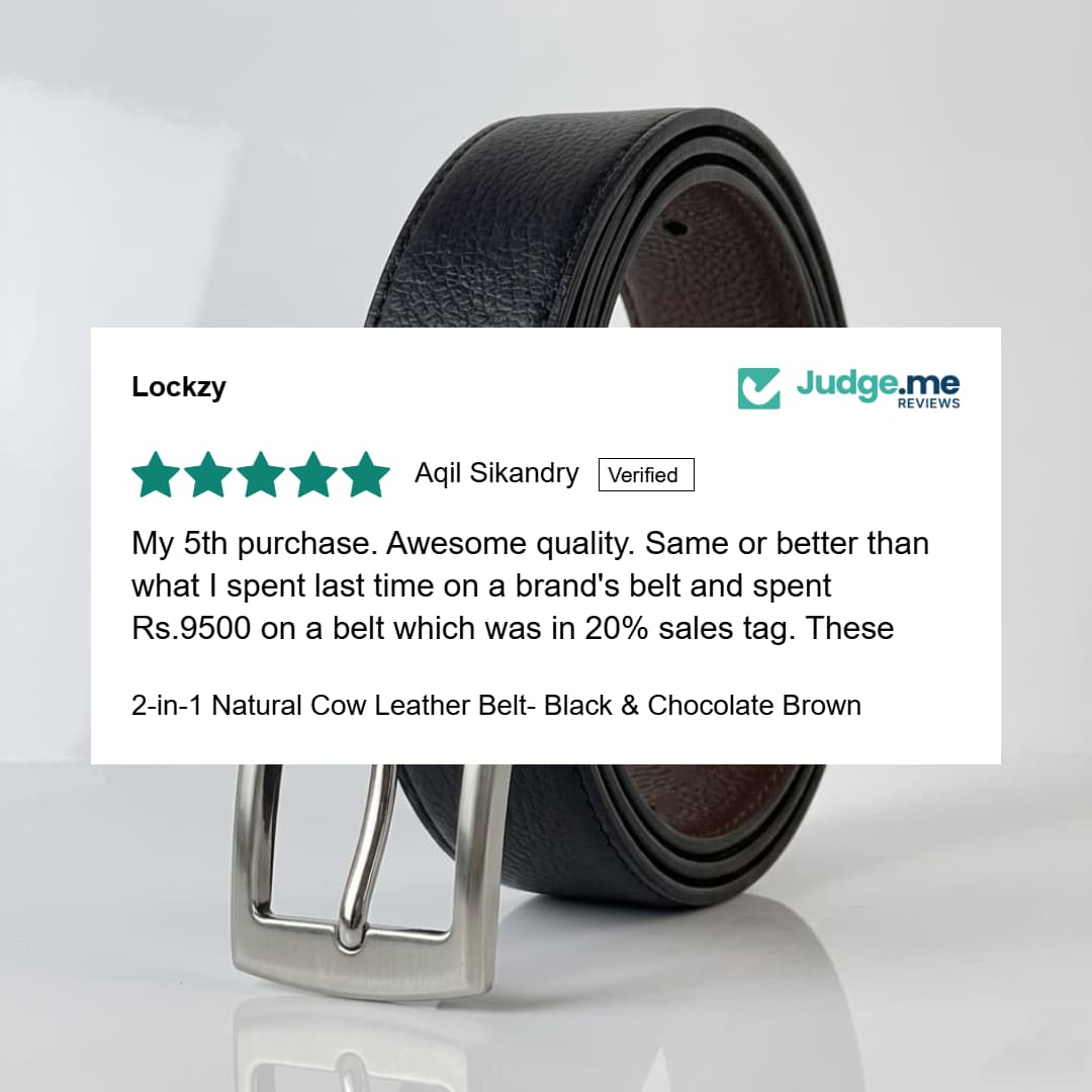 2-in-1 Natural Cow Leather Belt- Black & Chocolate Brown