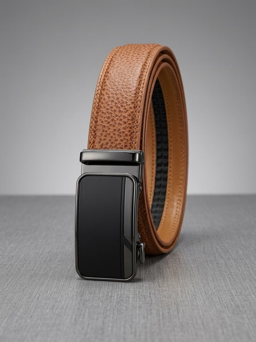 Tan Brown Auto-Lock Full Grain Leather Belt